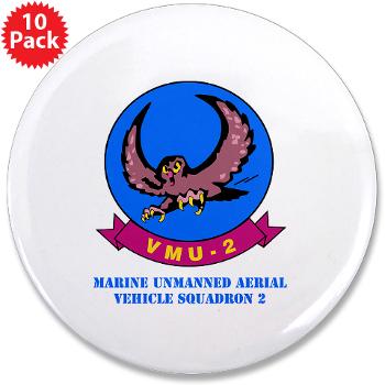 MUAVS2 - M01 - 01 - Marine Unmanned Aerial Vehicle Squadron 2 (VMU-2) with Text - 3.5" Button (10 pack)